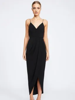 Shona Joy Core Cocktail Draped Maxi Dress Black Size 16 for rent on The Volte - image 1