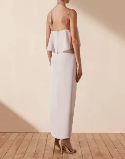 Shona Joy Luxe Draped Cocktail Frill Dress Porcelain Size 16 for rent on The Volte - image 4