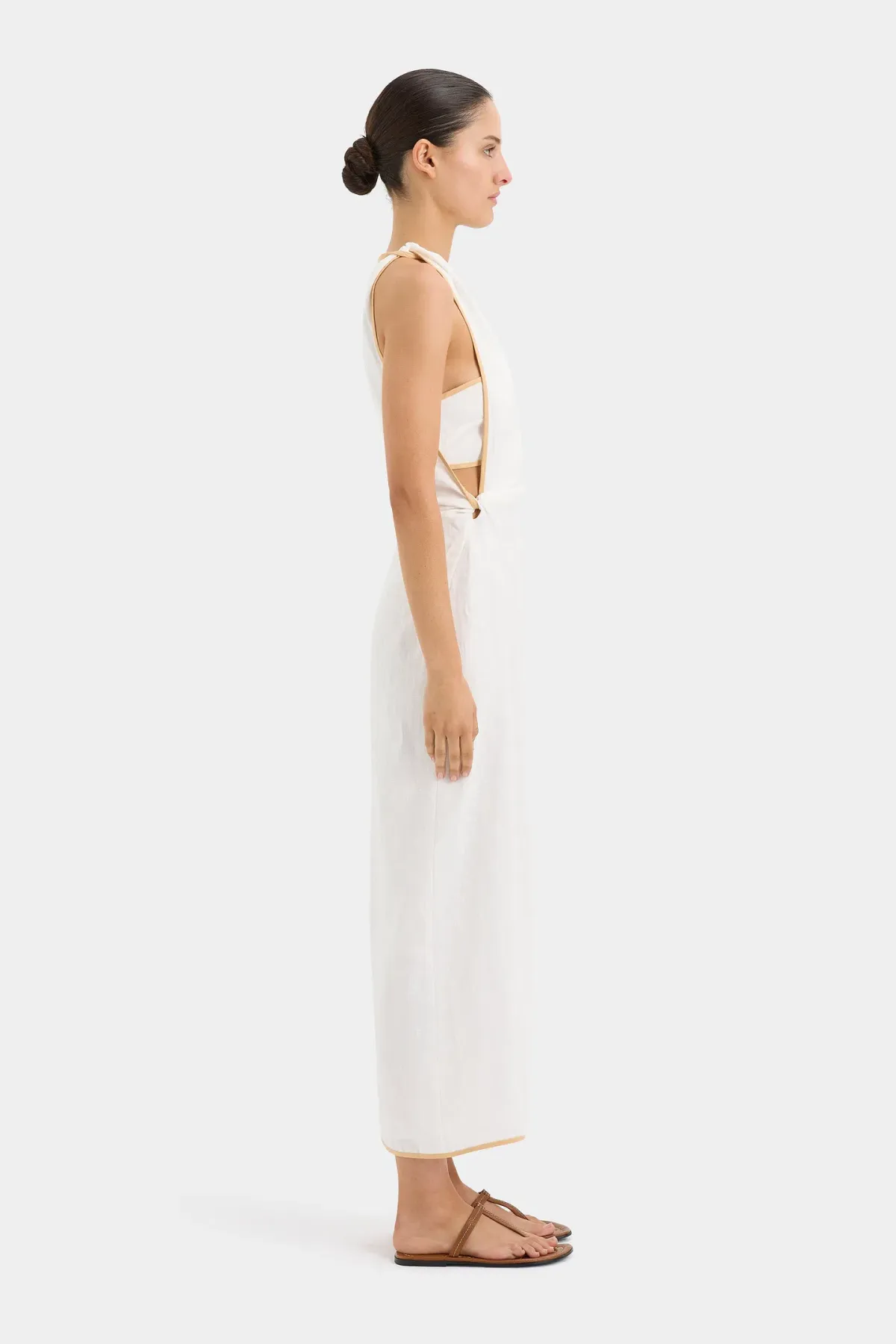 Sir the Label The Noemi Cut Out Midi Dress in Ivory Size 8 - Image 2