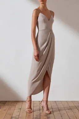 Shona Joy Core Cocktail Draped Maxi Dress Oyster Size 14 for rent on The Volte - image 1