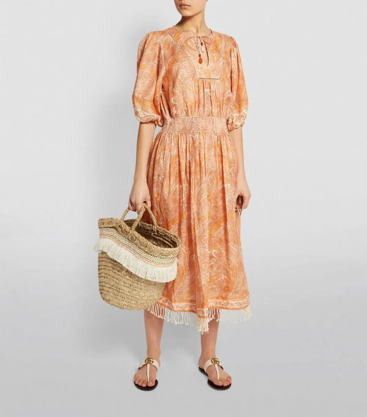 Zimmermann Brighton Shirred Waist Dress Paisley Print Size 0 / AU 8  - Image 1