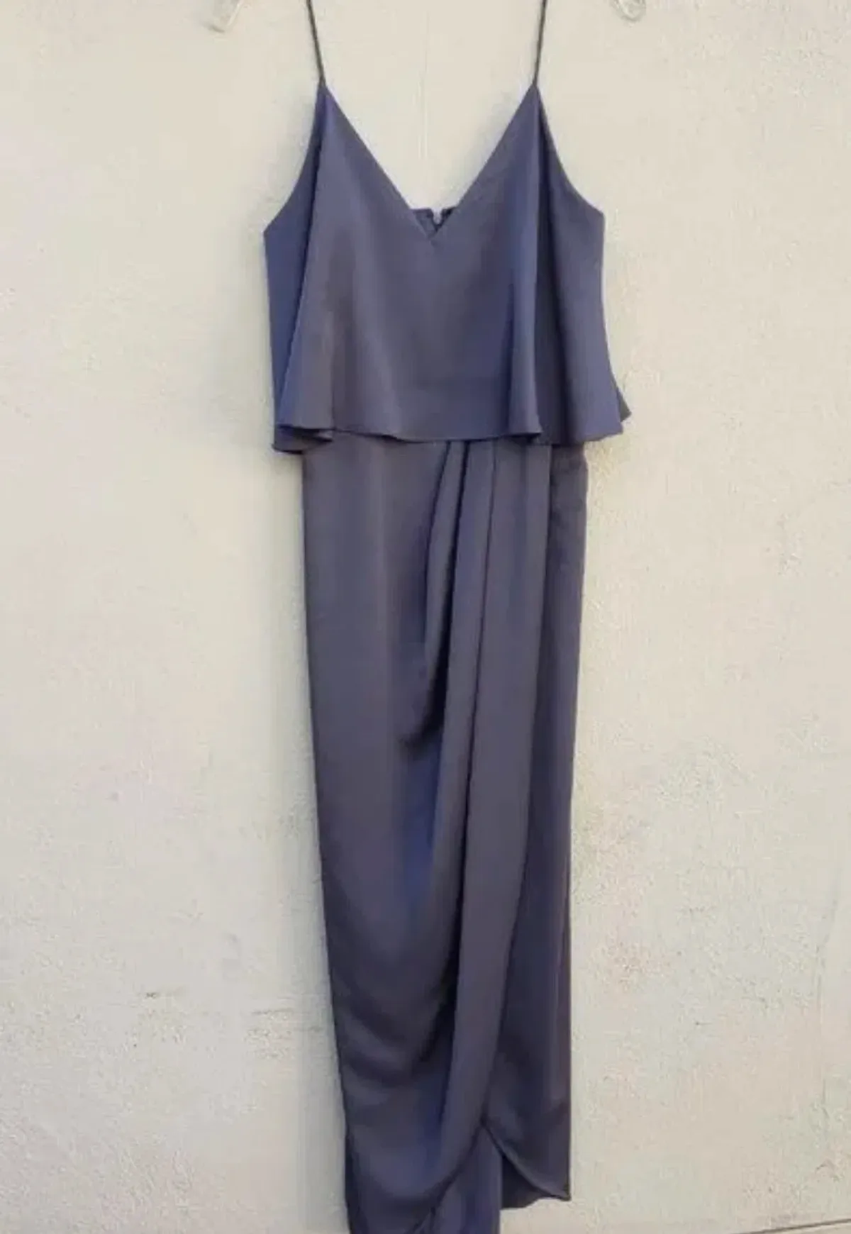 Shona Joy Luxe Draped Cocktail Frill Dress Charcoal Size 16 - Image 2