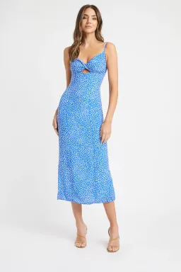Kookai Karlie Midi Twist Dress in Blue/White Size 12 for rent on The Volte - image 1