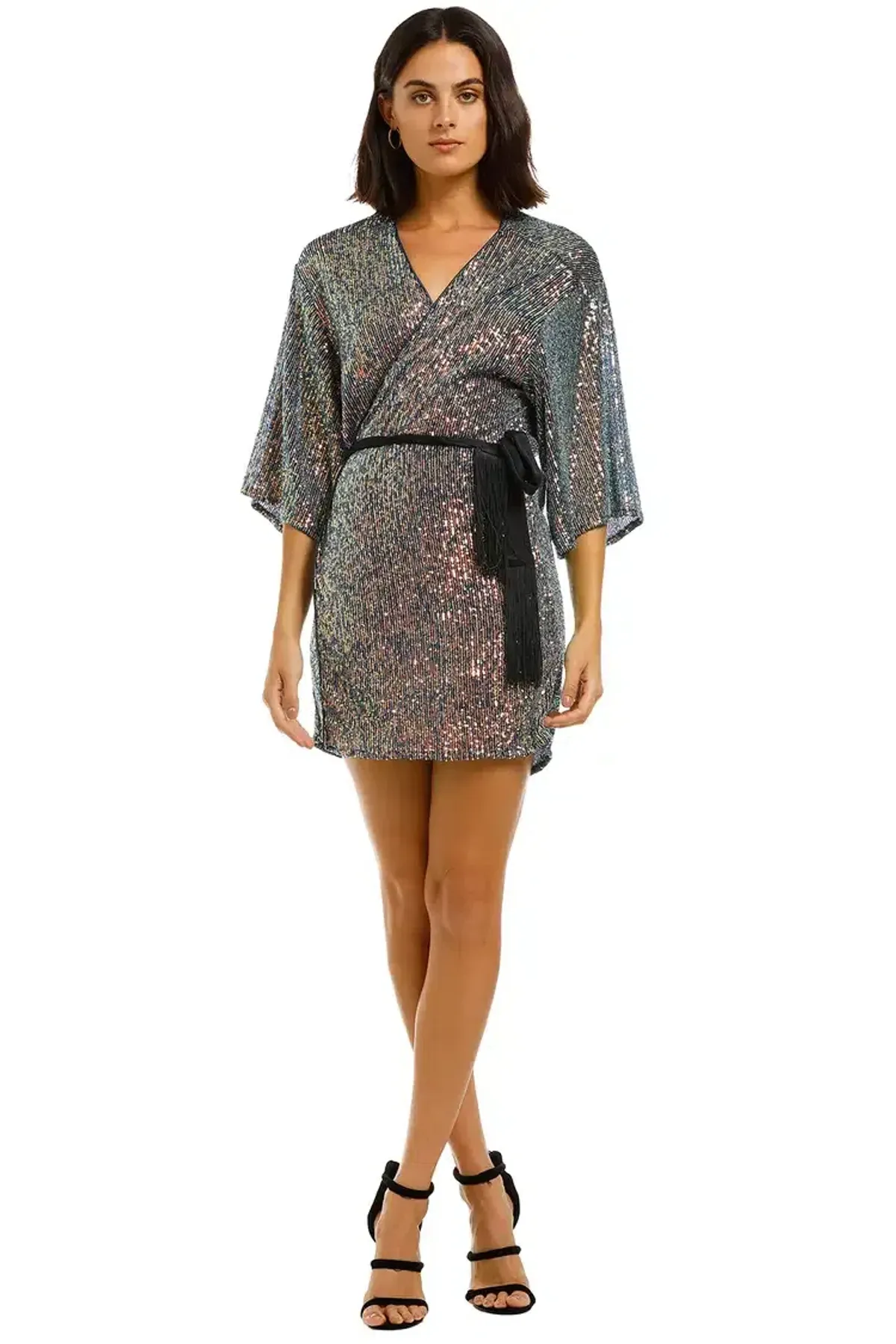 Winona Fantasia Wrap Dress Blue Multi Size 6 - Image 1