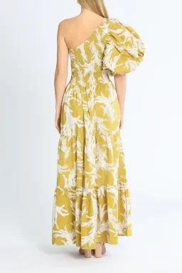 SWF Puff Sleeve Maxi Dress Khaki Print Size 12 for rent on The Volte - image 3