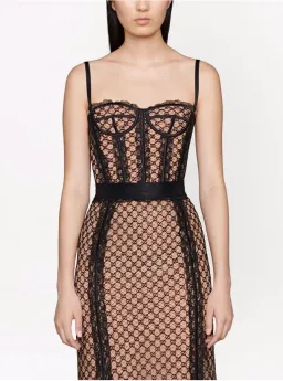 Gucci GG Mesh Lace Corset & Skirt Set Print Size S/8 for rent on The Volte - image 2