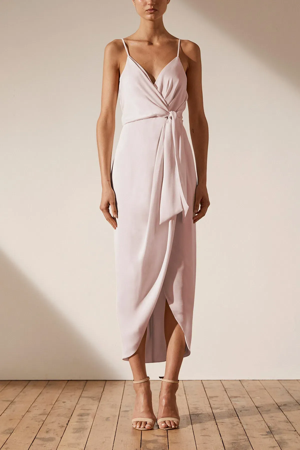 Shona Joy Luxe Tie Front Cocktail Dress Porcelain Size 10 - Image 1