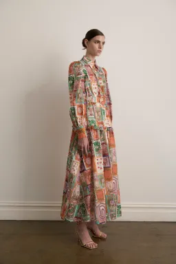 Kate Ford Cairo Long Layered Gown Multi Print Size 3/AU 12 for rent on The Volte - image 2