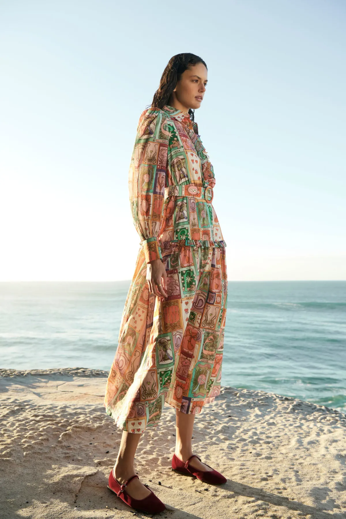 Kate Ford Cairo Long Layered Gown Multi Print Size 3/AU 12 - Image 3