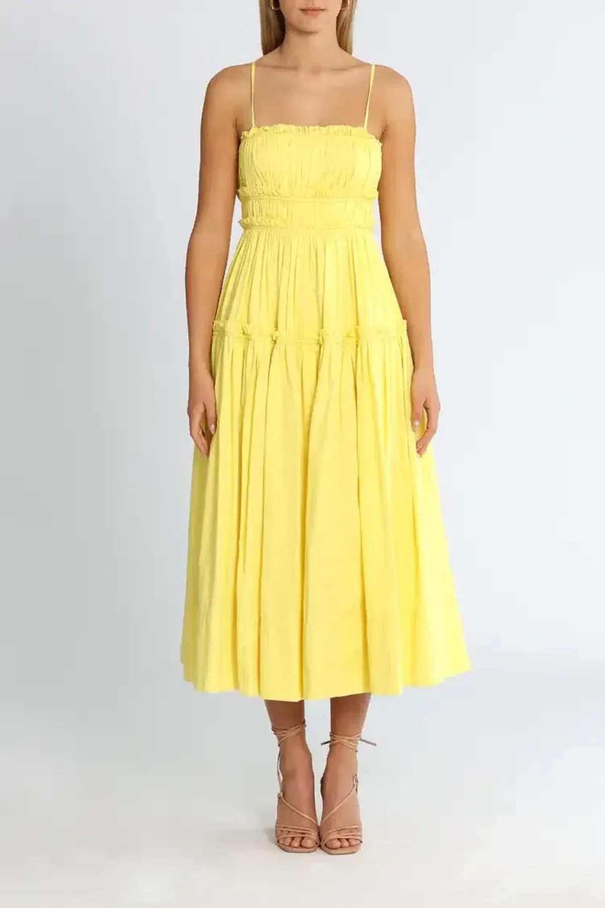 AJE Romance Midi Dress in Yellow Size 12 - Image 1