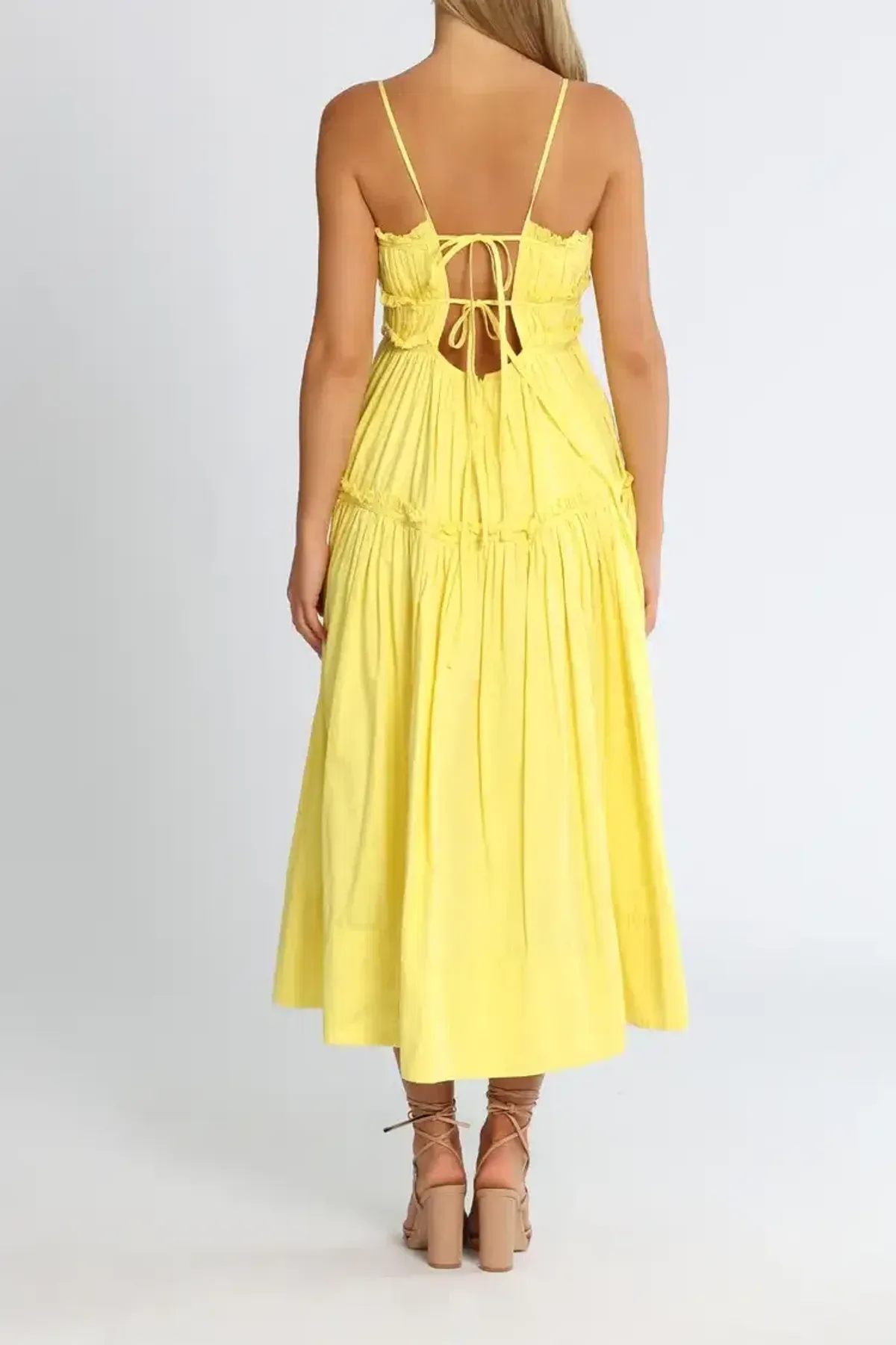 AJE Romance Midi Dress in Yellow Size 12 - Image 3