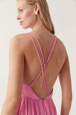 Aje Vellum Maxi Dress Cerise Pink Size 8 for rent on The Volte - image 3