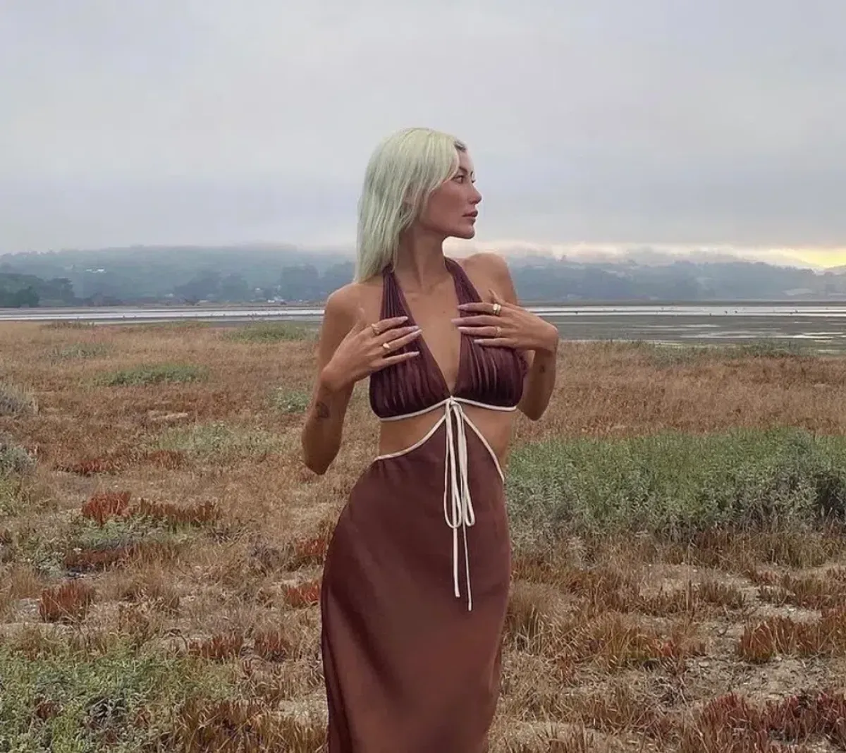 Onarin Ms.Pleat Cut-Out Dress Brown Size 8  - Image 1