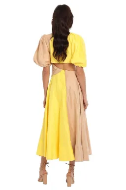 AJE	Caliente Midi Dress Yellow Size 6 for rent on The Volte - image 3