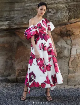 Aje Arista Tulip Sleeve Midi Dress Falling Florals Size 8 for rent on The Volte - image 1