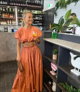 SWF Boutique Penthouse Cropped Tee & Drawstring Skirt Set Orange Size S / AU 8 for rent on The Volte - image 2