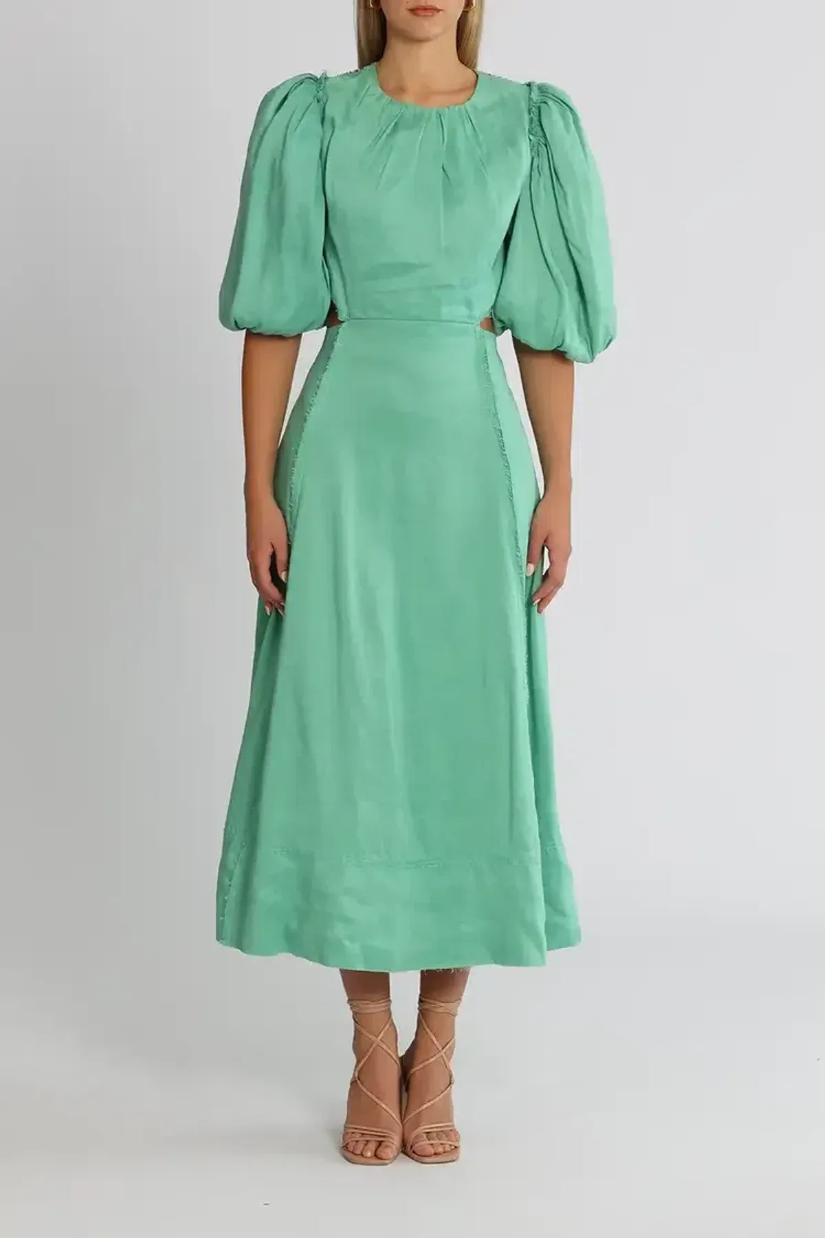 Aje Relic Beaded Midi Dress in Neptune Green Size 14 - Image 1