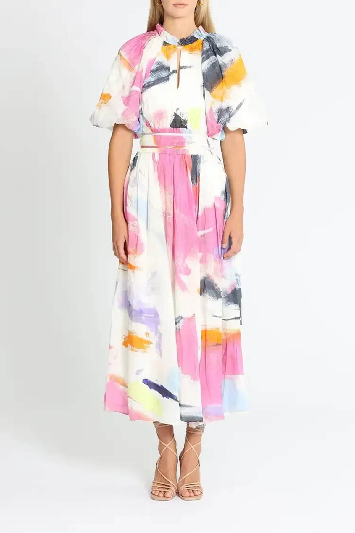Aje Elysium Blouson Midi Dress Multi Size 8 - Image 1