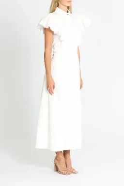 Aje Kindred Frill Sleeve Midi Dress Ivory Size 10 for rent on The Volte - image 2