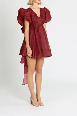 Aje Gretta Organza Mini Dress in Burgundy Size 8 for rent on The Volte - image 2