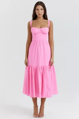 House of CB Elia Midi Dress Pink Size XS/Au 6 for rent on The Volte - image 1