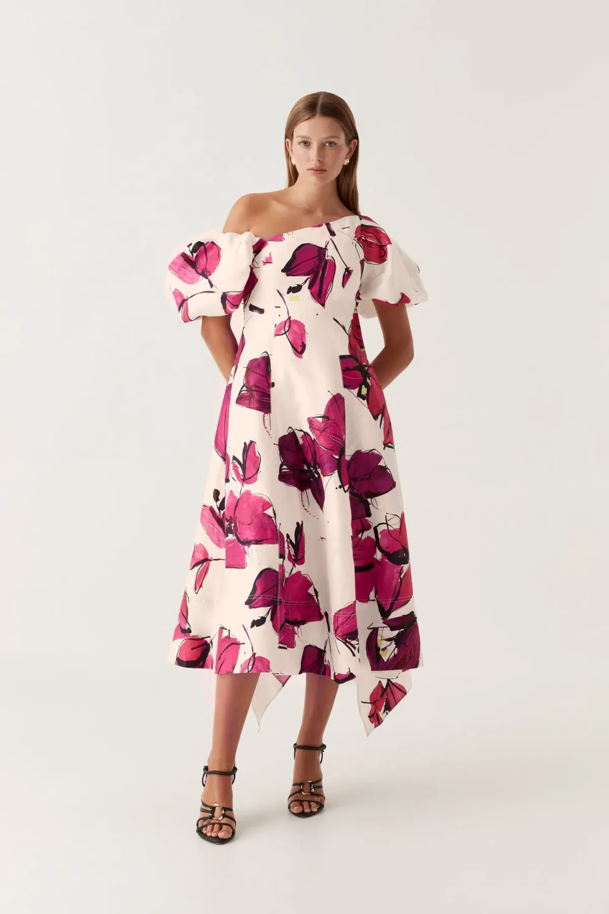 Aje Arista Tulip Sleeve Midi Dress Floral Size 8 - Image 2