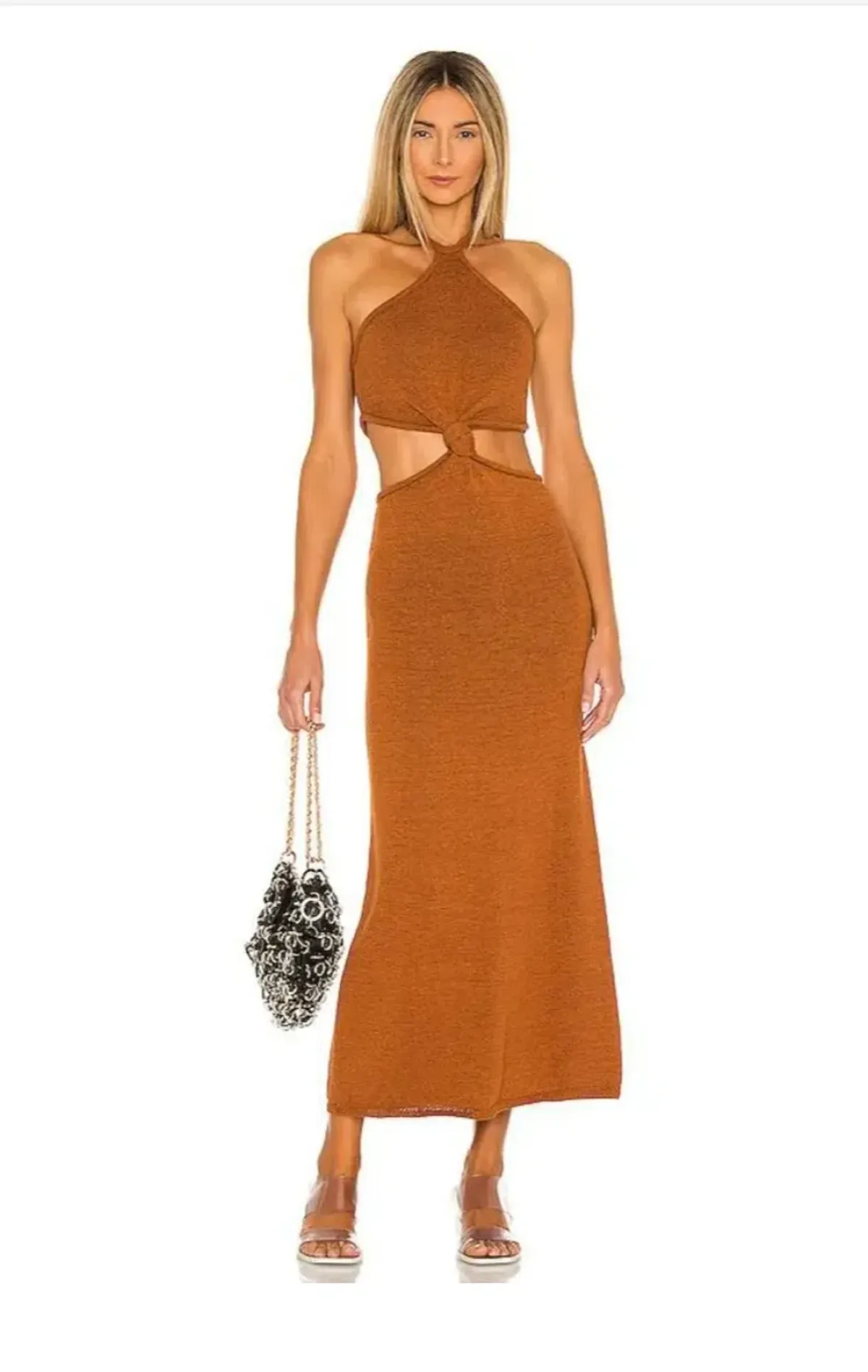 Cult Gaia Cameron Knit Dress Brown Size L/Au 12 - Image 3