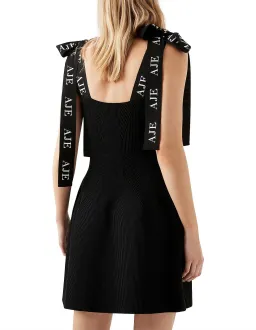 Aje Amber Knit Tie Shoulder Mini Dress Black Size 12 for rent on The Volte - image 3