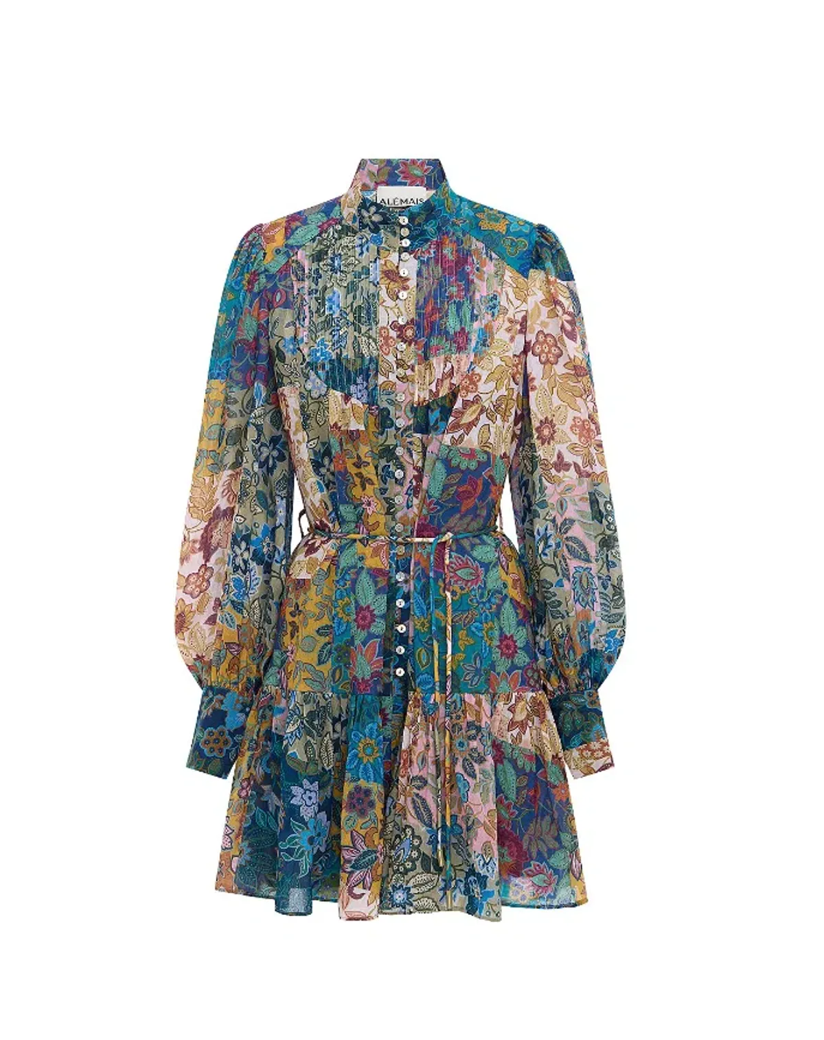 Alemais Bella Patchwork Mini Dress Floral Size 10 - Image 3