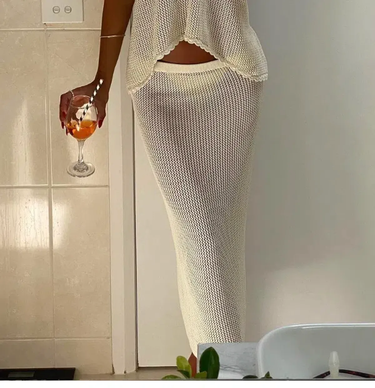 Kookai Pascha Midi Skirt Coconut Milk Size 0 / AU 6 - Image 3