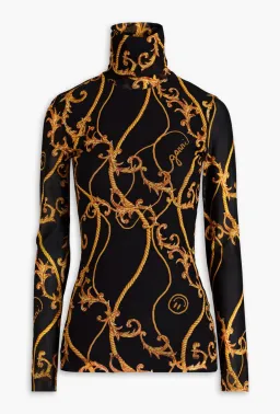 Ganni Printed Mesh Turtleneck Top Size 8 for rent on The Volte - image 3