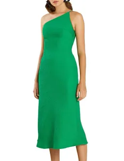 By Johnny Asymmetric Crimp Bias Midi Dress Green Size 14 for rent on The Volte - image 2
