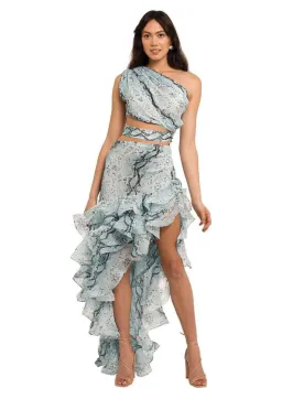 Bronx and Banco Savanna Sky Gown Blue Print Size 12 for rent on The Volte - image 1