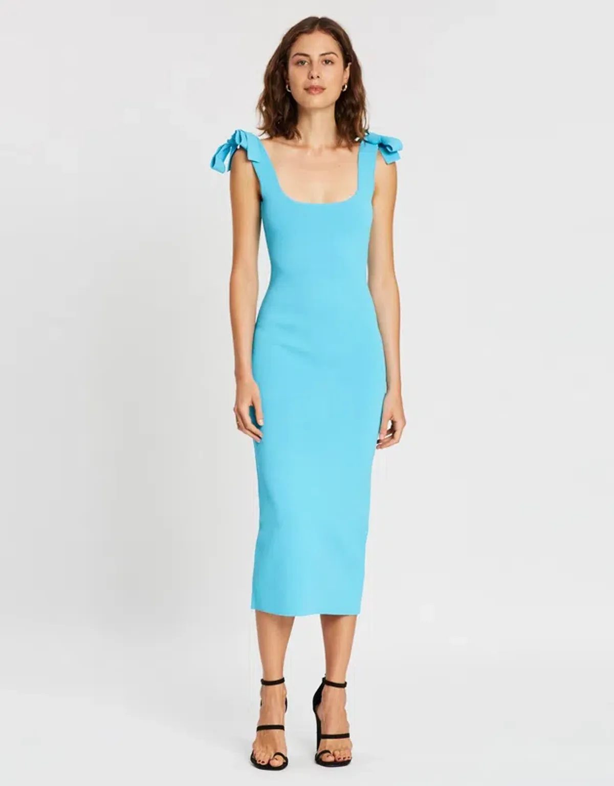 By Johnny Tie Up Knit Midi Dress Blue Size 10 - Image 1