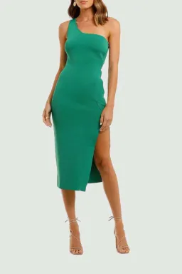 By Johnny Asymmetric Knit Midi Dress Green Size 12 for rent on The Volte - image 2