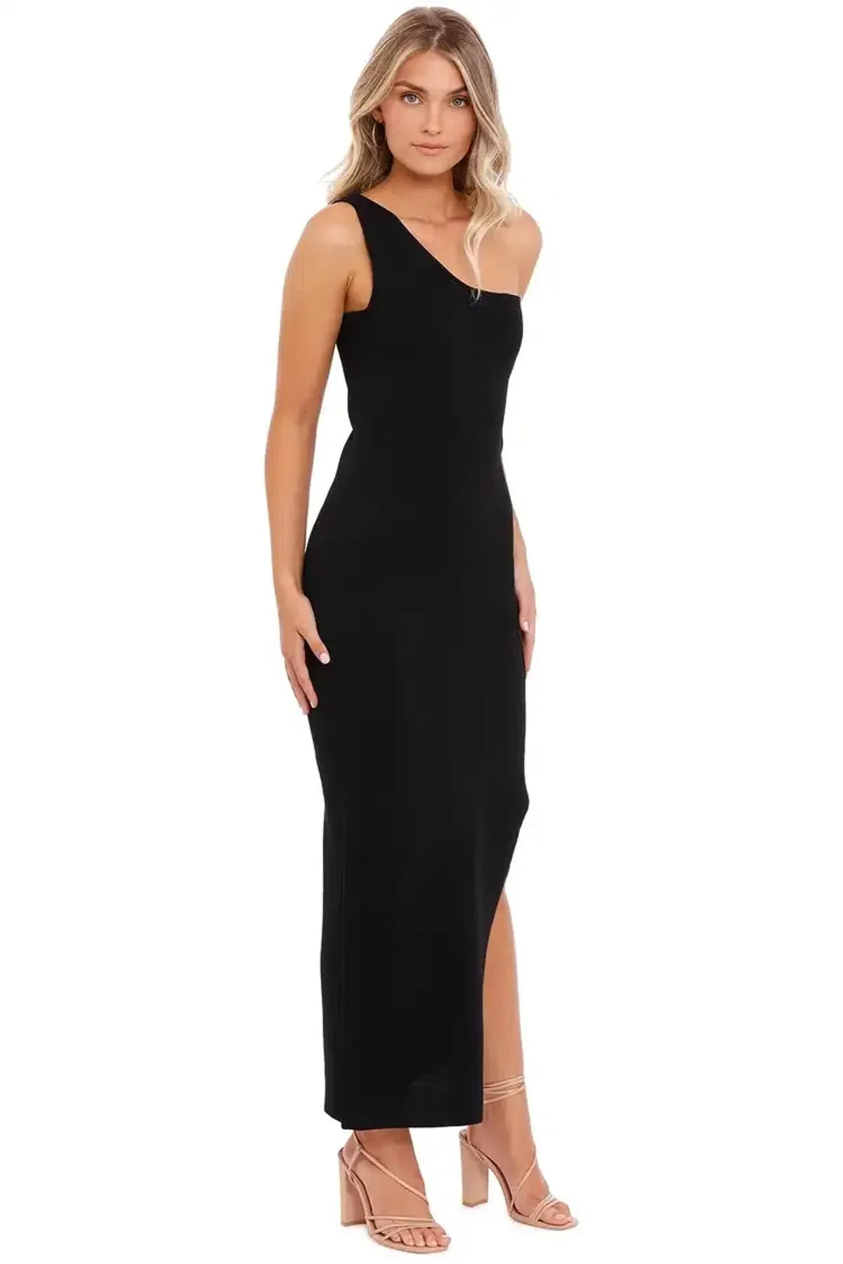 By Johnny One Shoulder Grace Dress in Black Size 12 - Image 2