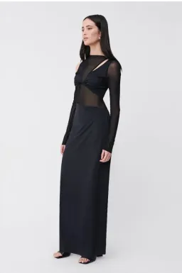 SUBOO Rodin Long Sleeve Mesh Kersey Maxi Dress Black Size XS/Au 6 for rent on The Volte - image 2