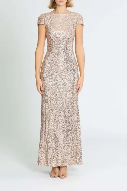 Badgley Mischka Sequin Cowl Back Gown Blush Size 20 for rent on The Volte - image 1