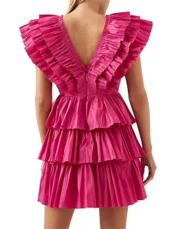 Aje Rhythmic Frilled Mini Dress Pink Size 6 for rent on The Volte - image 4