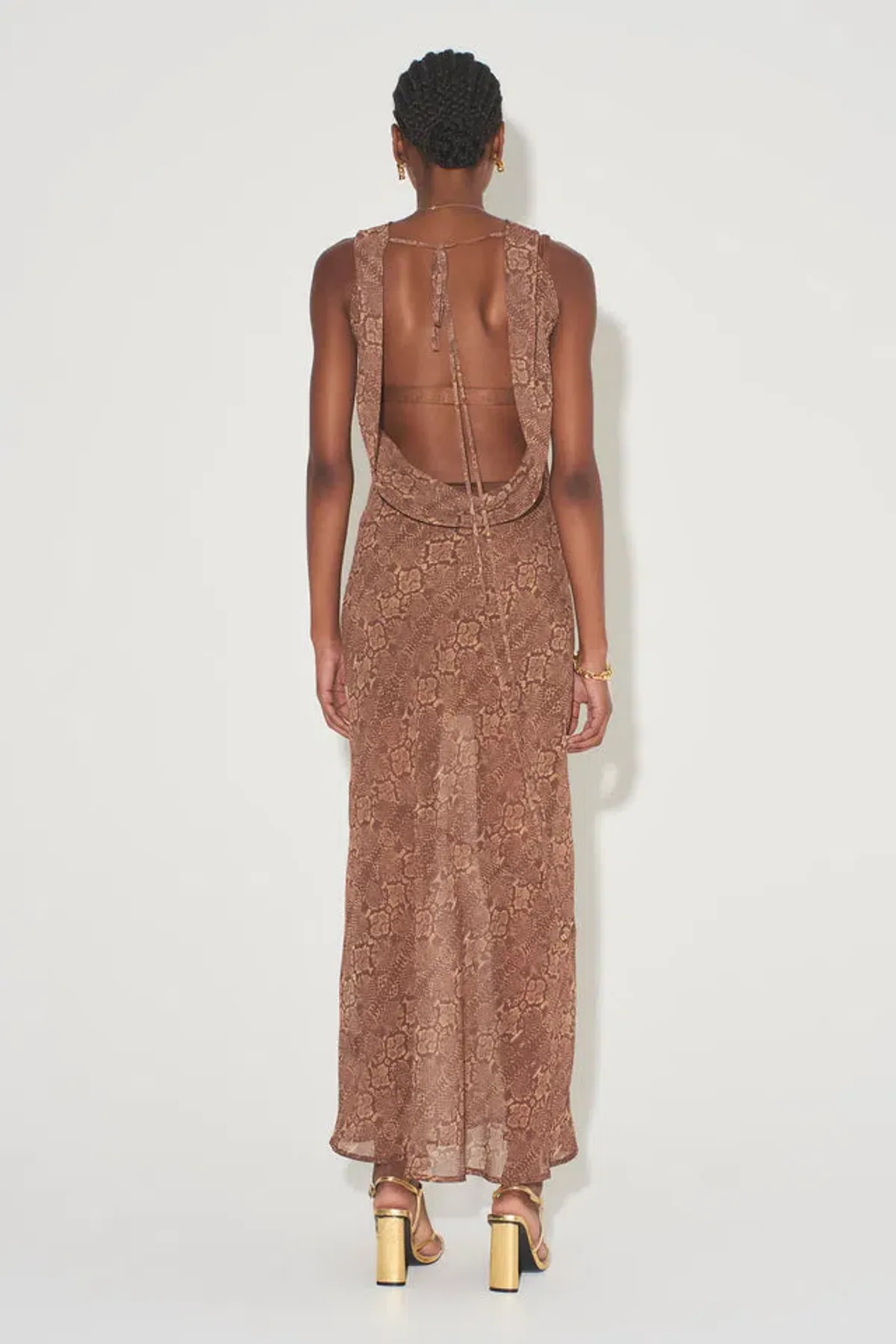 Hansen And Gretel Emmery Backless Cowl Dress In Serpent Size 8  - Image 3