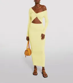 Sir the Label Kelvin Off Shoulder Draped Dress in Lemon Yellow Size 3 / AU 12 for rent on The Volte - image 1