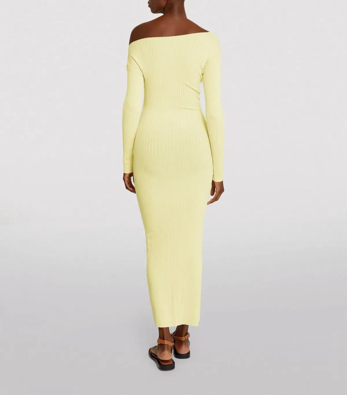 Sir the Label Kelvin Off Shoulder Draped Dress in Lemon Yellow Size 3 / AU 12 - Image 3