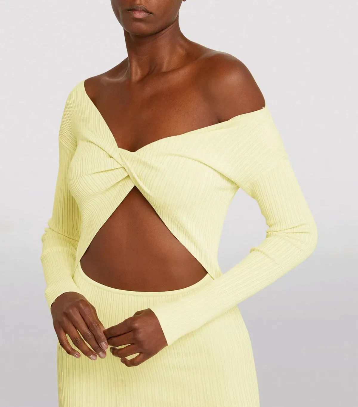 Sir the Label Kelvin Off Shoulder Draped Dress in Lemon Yellow Size 3 / AU 12 - Image 2