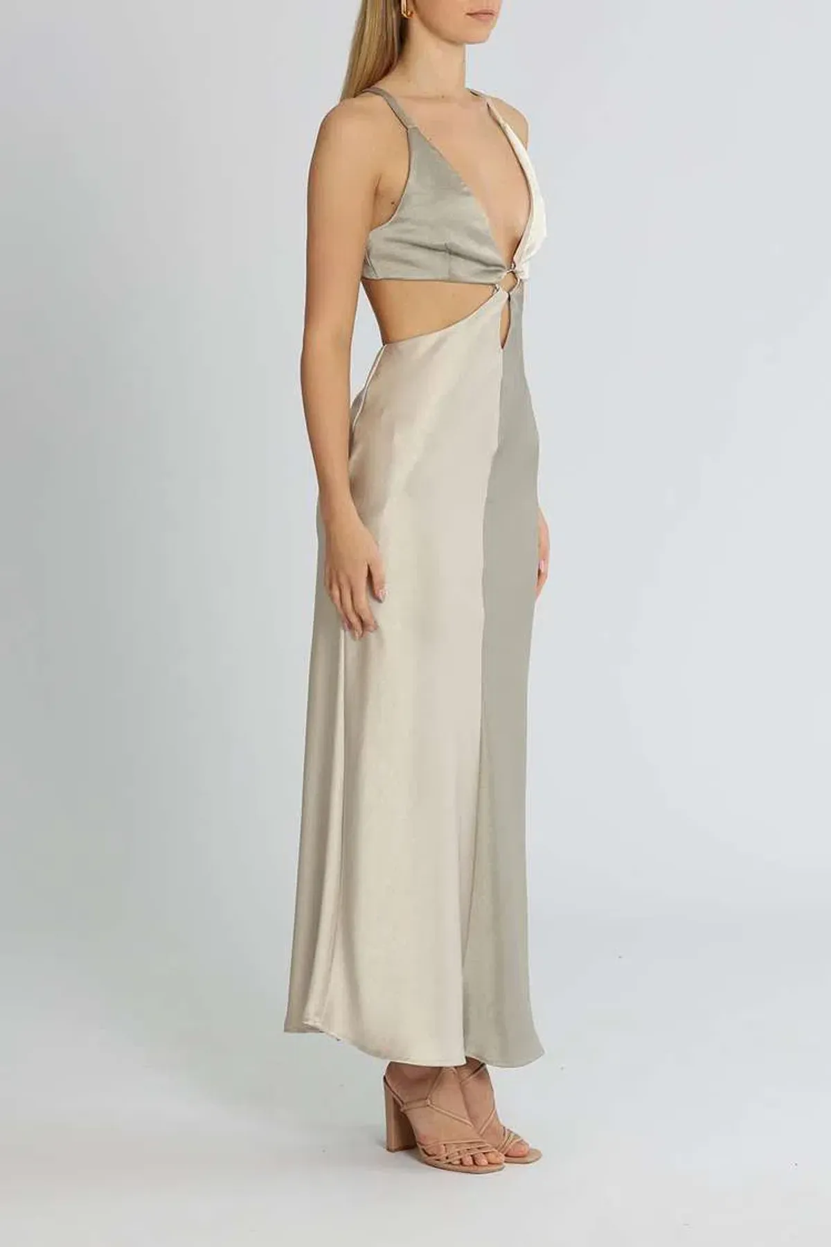 Bec & Bridge Felix Maxi Dress Two Tone Grey Size 10 - Image 2