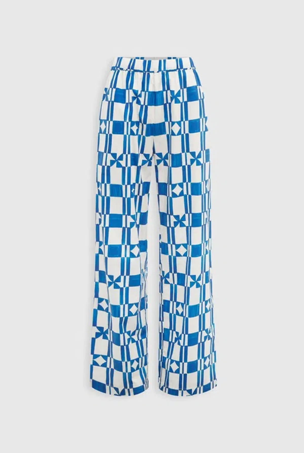 Venroy Printed Poplin Top and Pant Set  in Blue/Off White Geometric Size XS/Au 6 - Image 4