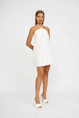 By Johnny Clara Cross Mini Dress Ivory Size 6  for rent on The Volte - image 2