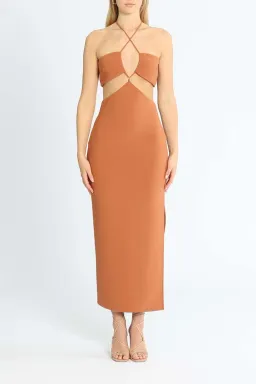 Bec and Bridge Cut Out Midi Dress Orange Size 16 for rent on The Volte - image 1