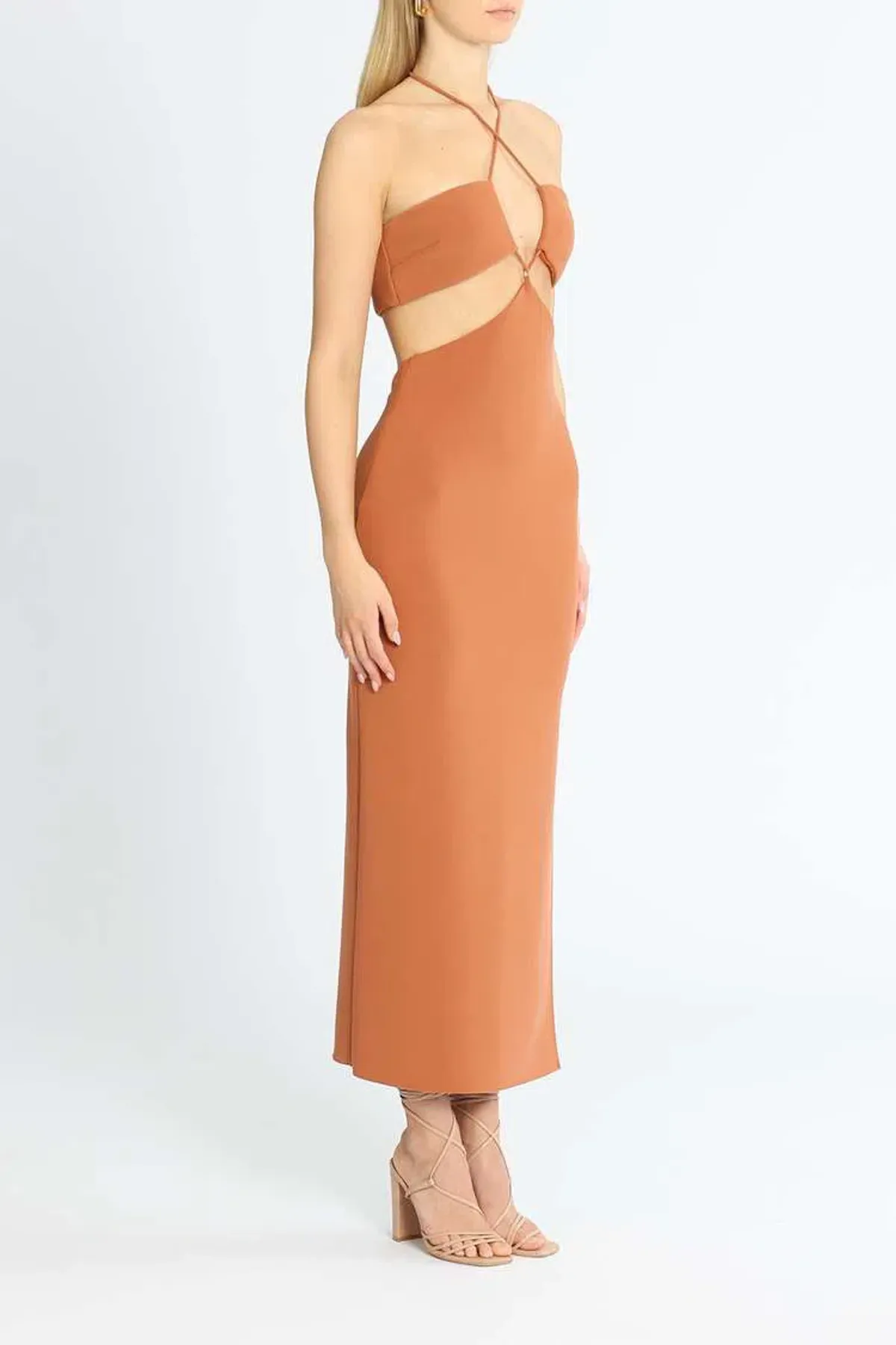 Bec and Bridge Cut Out Midi Dress Orange Size 16 - Image 2