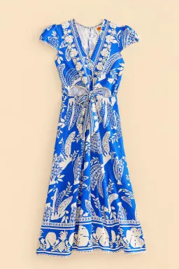 Farm Rio Blue Lace Banana Midi Dress Print Size 12 for rent on The Volte - image 3