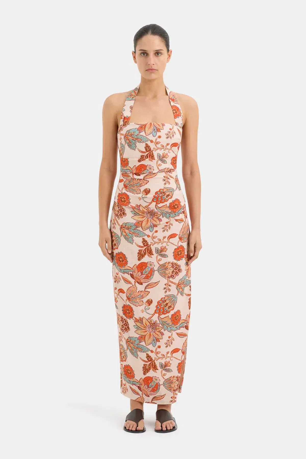 Sir Naomi Halter Midi Dress Floral Print Size 10 - Image 1
